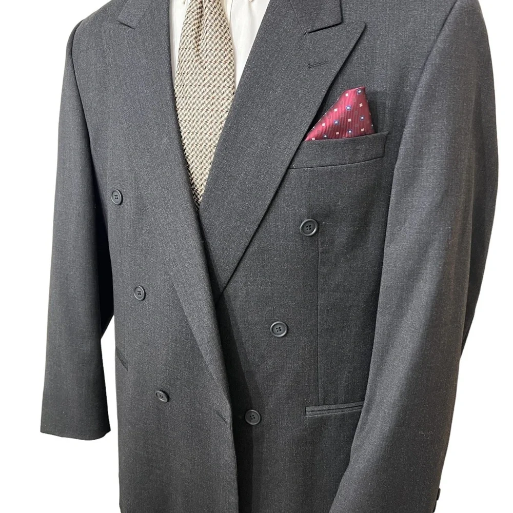 THOMAS CHURCHILL MENS DUBBLE BREASTED BLAZER, SIZE 44L. 100% PURE VIRGI☑️